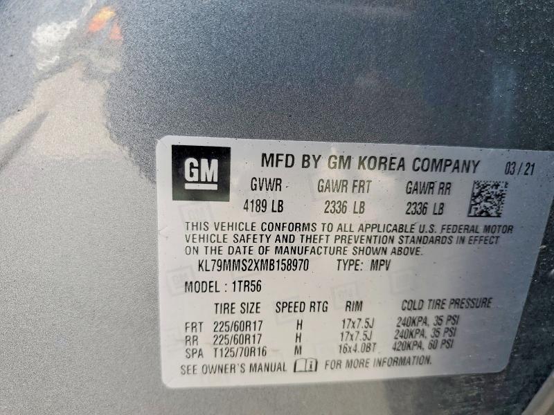 49729876 :رقم المزاد ، KL79MMS2XMB158970 vin ، 2021 Chevrolet Trailblazer مزاد بيع