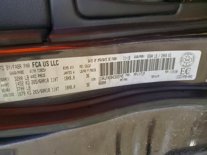 48819146 :رقم المزاد ، 1C4RJFAG9HC693745 vin ، 2017 Jeep Grand Cherokee مزاد بيع