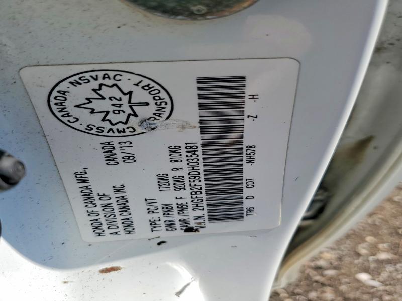 Продажа на аукционе авто 2013 Honda Civic, vin: 2HGFB2F59DH035481, номер лота: 50799626