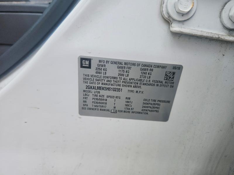 Продаж на аукціоні авто 2017 Gmc Terrain, vin: 2GKALMEK5H6102351, номер лоту: 49236426