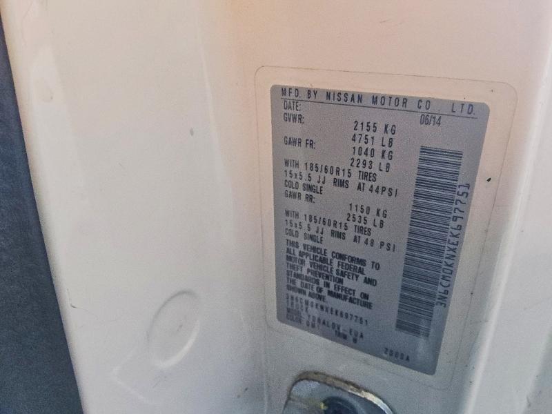 51063056 :رقم المزاد ، 3N6CM0KNXEK697751 vin ، 2014 Nissan Nv200 مزاد بيع