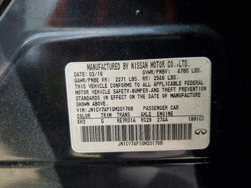 Продаж на аукціоні авто 2016 Infiniti Q50, vin: JN1CV7AP1GM201768, номер лоту: 49551586