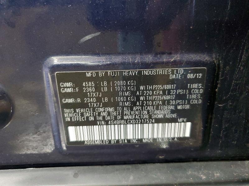 Aukcja sprzedaży 2013 Subaru Outback, vin: 4S4BRBLCXD3217524, numer aukcji: 49894636