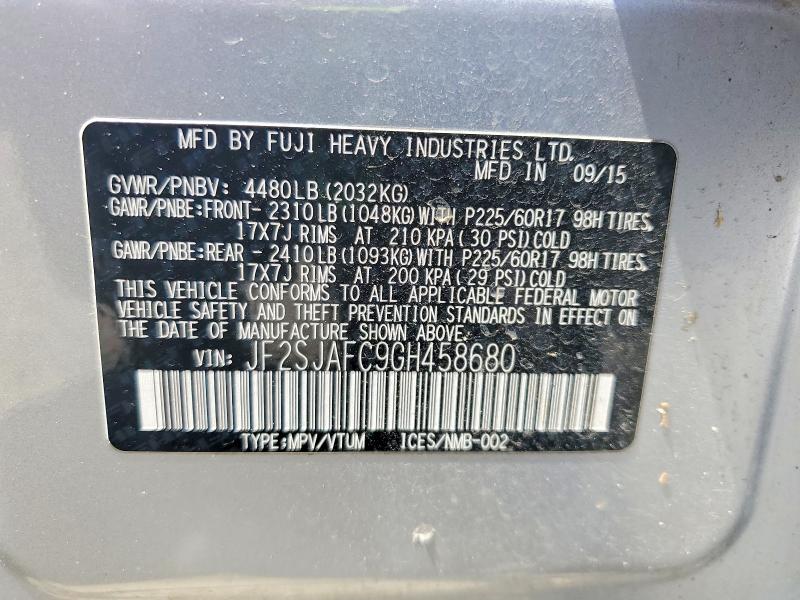 Продаж на аукціоні авто 2016 Subaru Forester, vin: JF2SJAFC9GH458680, номер лоту: 51545336