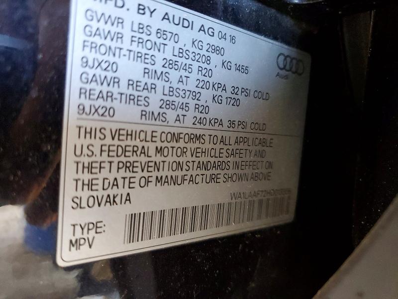 Aukcja sprzedaży 2017 Audi Q7, vin: WA1LAAF72HD013366, numer aukcji: 50357826