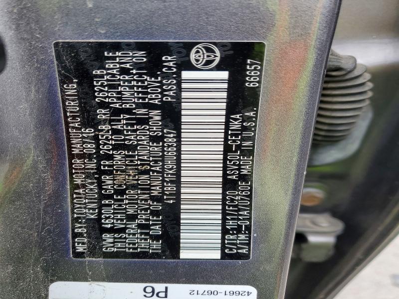 2017 Toyota Camry მანქანა იყიდება აუქციონზე, vin: 4T1BF1FK9HU663847, აუქციონის ნომერი: 48087746