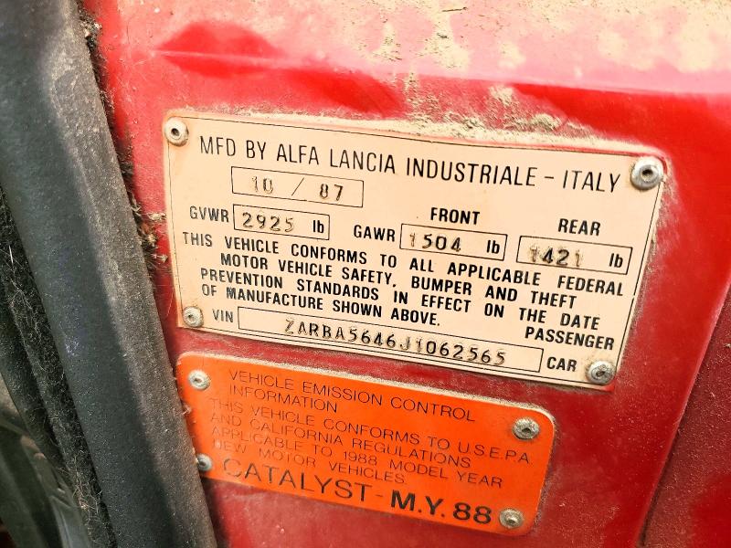 Aukcja sprzedaży 1988 Alfa Romeo Spider, vin: ZARBA5646J1062565, numer aukcji: 49176936