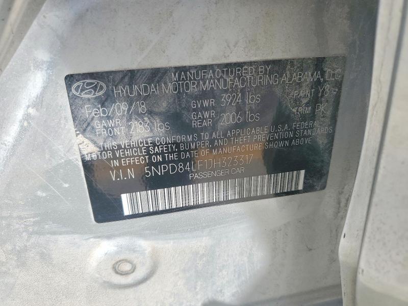 51242566 :رقم المزاد ، 5NPD84LF1JH323317 vin ، 2018 Hyundai Elantra مزاد بيع