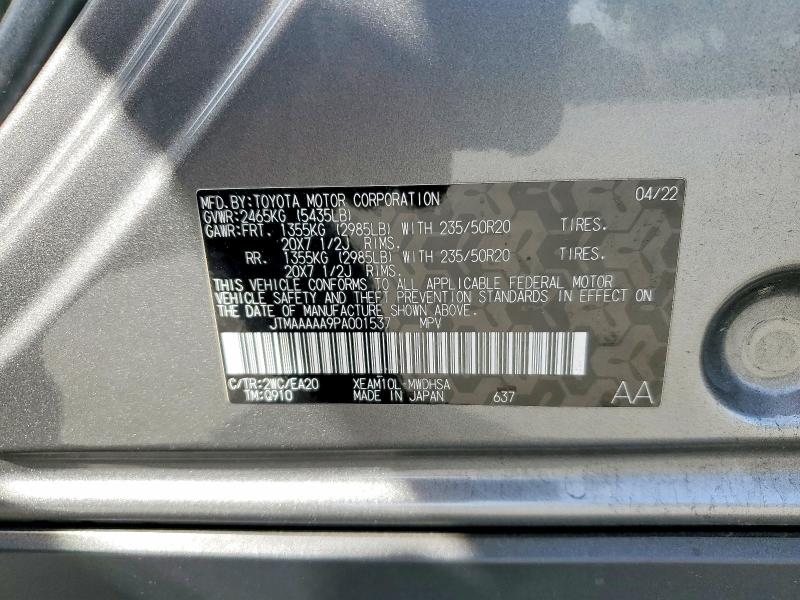 48983566 :رقم المزاد ، JTMAAAAA9PA001537 vin ، 2023 Toyota Bz4x مزاد بيع