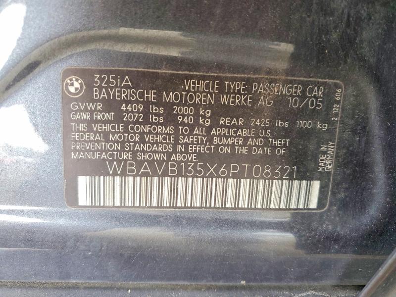 50808166 :رقم المزاد ، WBAVB135X6PT08321 vin ، 2006 Bmw 325 مزاد بيع