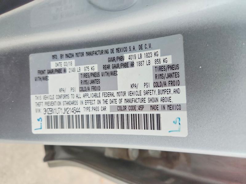 Aukcja sprzedaży 2018 Mazda 3, vin: 3MZBN1U71JM214644, numer aukcji: 51483066