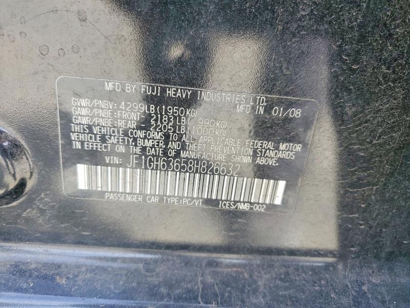 51904646 :رقم المزاد ، JF1GH63658H826632 vin ، 2008 Subaru Impreza مزاد بيع