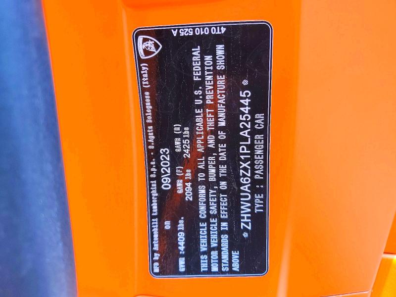 Aukcja sprzedaży 2023 Lamborghini Huracan, vin: ZHWUA6ZX1PLA25445, numer aukcji: 51247606
