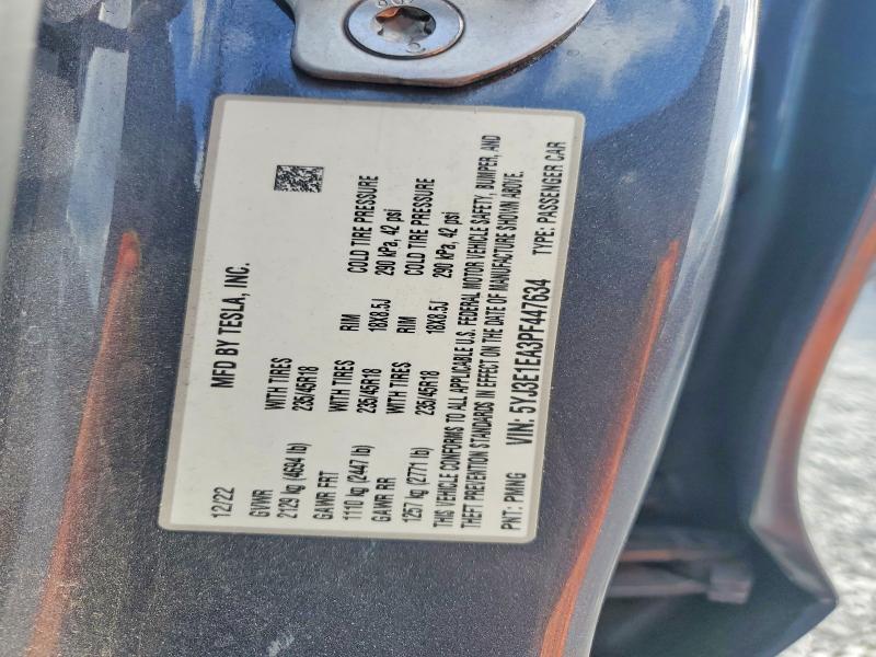 Продаж на аукціоні авто 2023 Tesla Model 3, vin: 5YJ3E1EA3PF447634, номер лоту: 48067206
