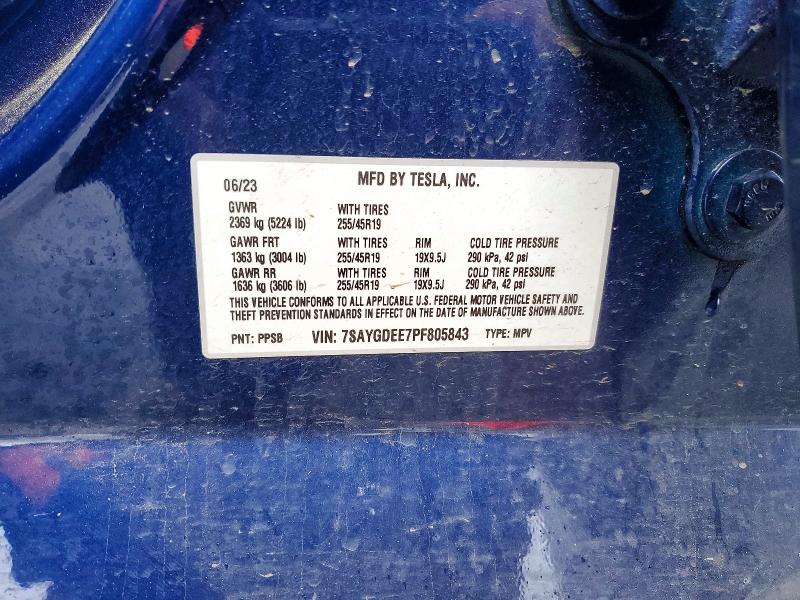 48899706 :رقم المزاد ، 7SAYGDEE7PF805843 vin ، 2023 Tesla Model Y مزاد بيع
