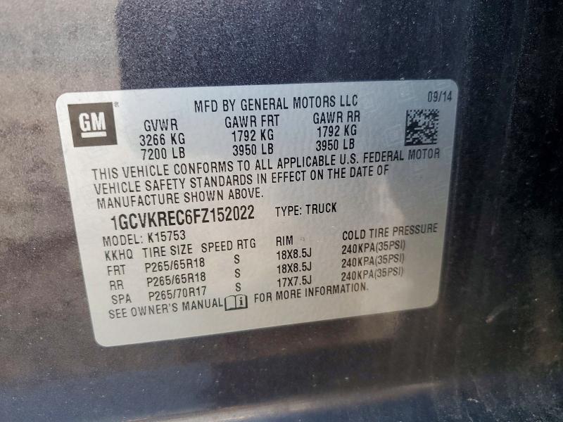 Продажа на аукционе авто 2015 Chevrolet Silverado, vin: 1GCVKREC6FZ152022, номер лота: 48059196