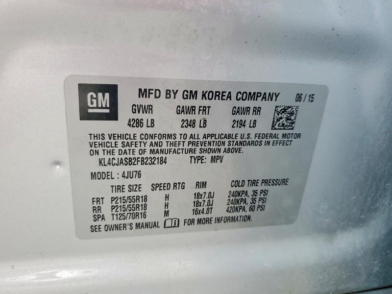 Aukcja sprzedaży 2015 Buick Encore, vin: KL4CJASB2FB232184, numer aukcji: 48508046