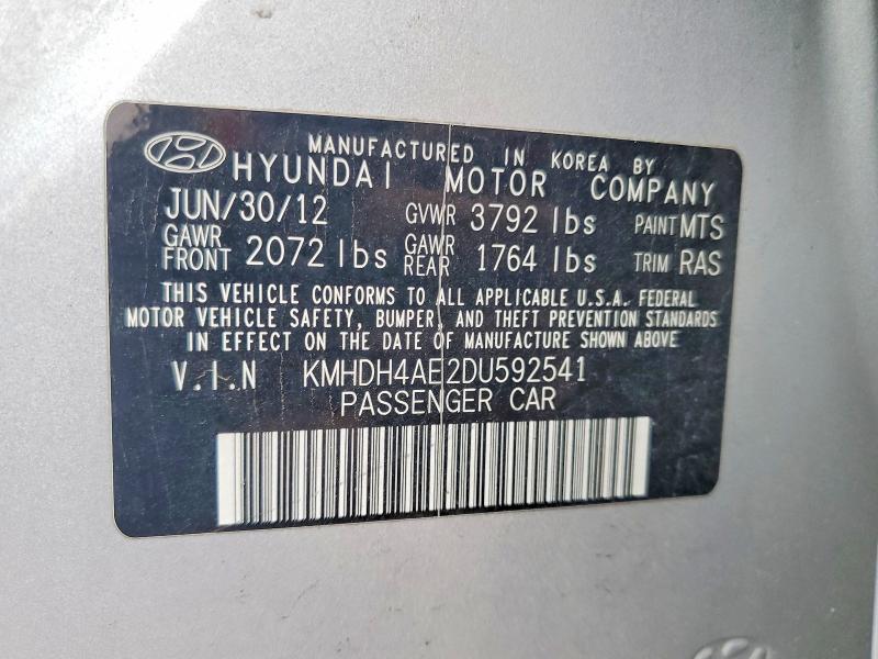 Aukcja sprzedaży 2013 Hyundai Elantra, vin: KMHDH4AE2DU592541, numer aukcji: 51205676