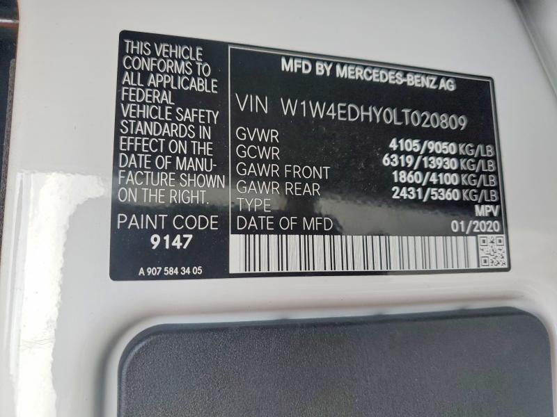 Продажа на аукционе авто 2020 Mercedes Benz Sprinter, vin: W1W4EDHY0LT020809, номер лота: 49607676