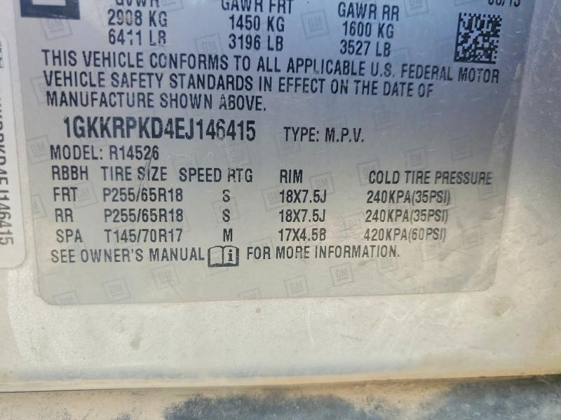 2014 Gmc Acadia მანქანა იყიდება აუქციონზე, vin: 1GKKRPKD4EJ146415, აუქციონის ნომერი: 48909416