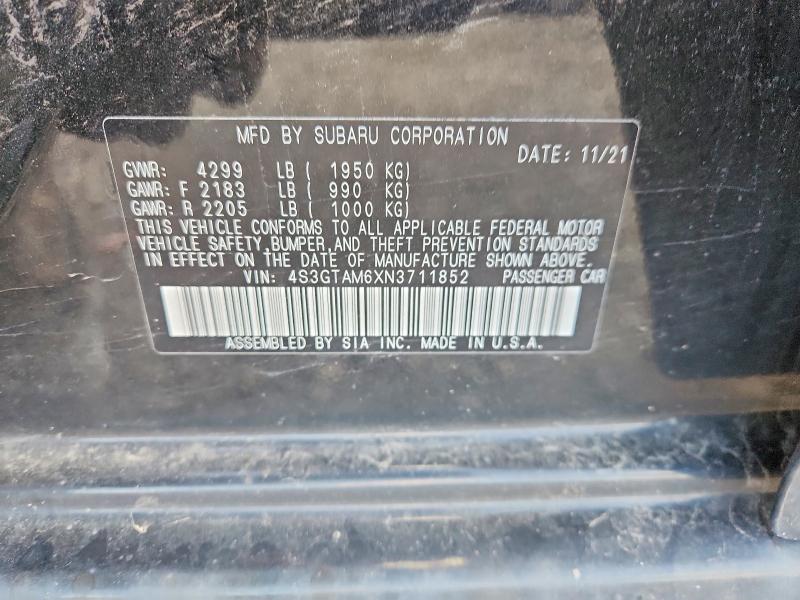 Продажа на аукционе авто 2022 Subaru Impreza, vin: 4S3GTAM6XN3711852, номер лота: 51382246