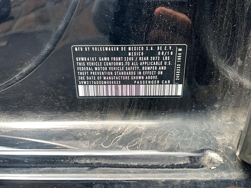 Aukcja sprzedaży 2016 Volkswagen Golf, vin: 3VW217AUXGM066639, numer aukcji: 52196826