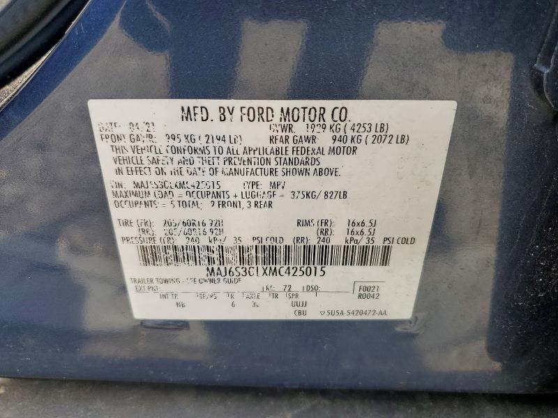Продаж на аукціоні авто 2021 Ford Ecosport, vin: MAJ6S3GLXMC425015, номер лоту: 49798216