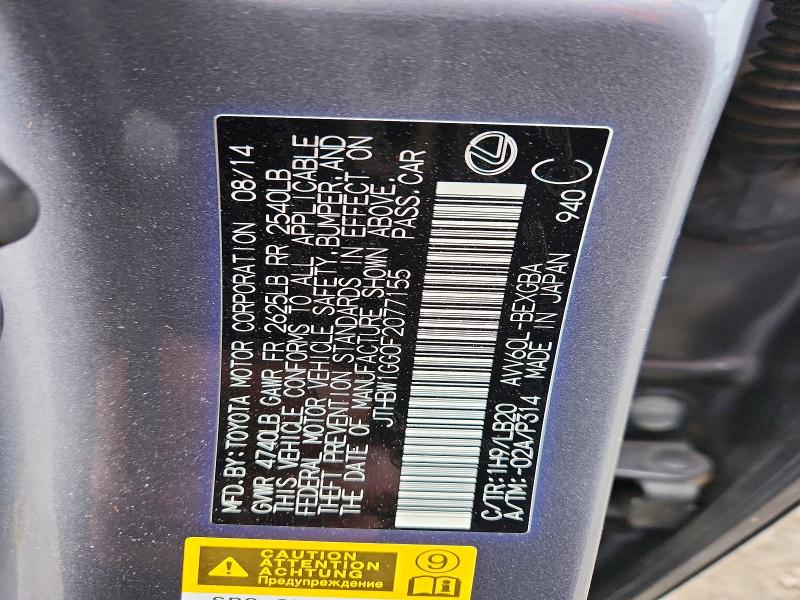2015 Lexus Es მანქანა იყიდება აუქციონზე, vin: JTHBW1GG0F2077155, აუქციონის ნომერი: 49386976