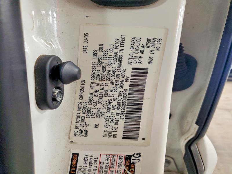 51673396 :رقم المزاد ، JTJBT20X850083870 vin ، 2005 Lexus Gx مزاد بيع