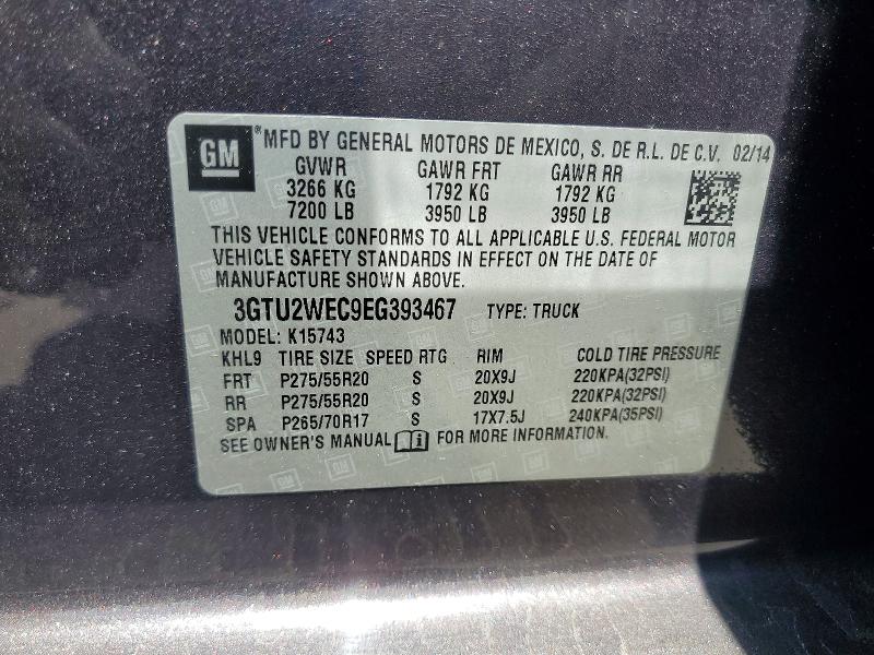 51773866 :رقم المزاد ، 3GTU2WEC9EG393467 vin ، 2014 Gmc Sierra مزاد بيع