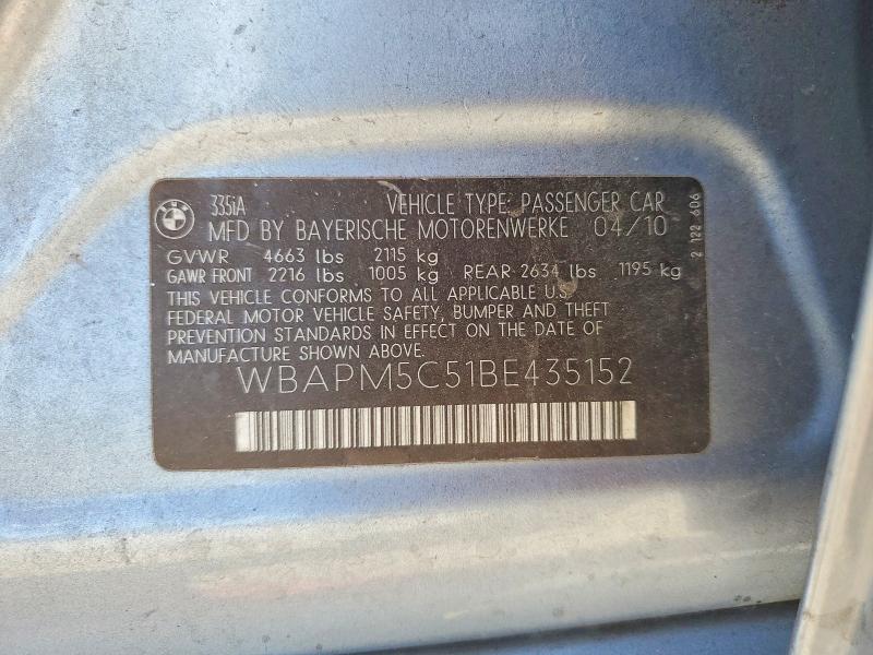 Продаж на аукціоні авто 2011 Bmw 335, vin: WBAPM5C51BE435152, номер лоту: 51009096