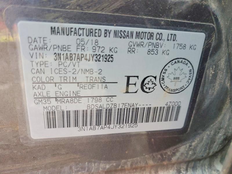 Продажа на аукционе авто 2018 Nissan Sentra, vin: 3N1AB7AP4JY321925, номер лота: 49461816