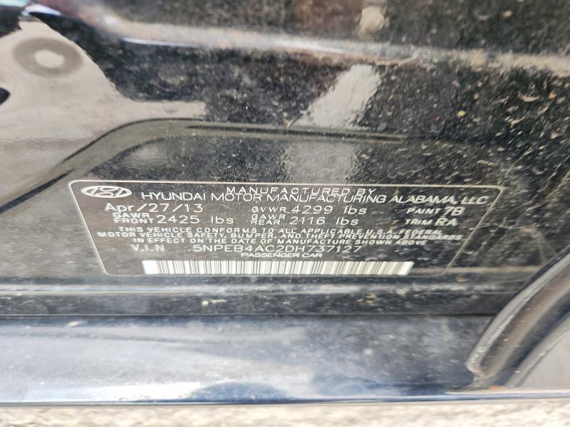 2013 Hyundai Sonata მანქანა იყიდება აუქციონზე, vin: 5NPEB4AC2DH737127, აუქციონის ნომერი: 50309876