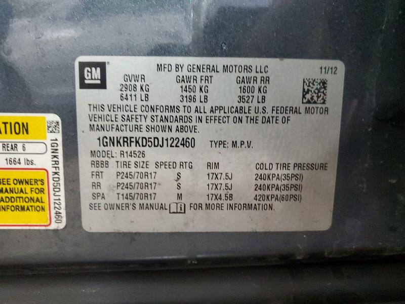 Aukcja sprzedaży 2013 Chevrolet Traverse, vin: 1GNKRFKD5DJ122460, numer aukcji: 49914736