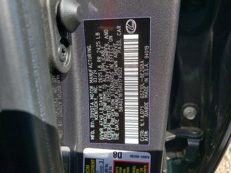 2024 Lexus Es 350 მანქანა იყიდება აუქციონზე, vin: 58ADZ1B15RU178502, აუქციონის ნომერი: 48950596