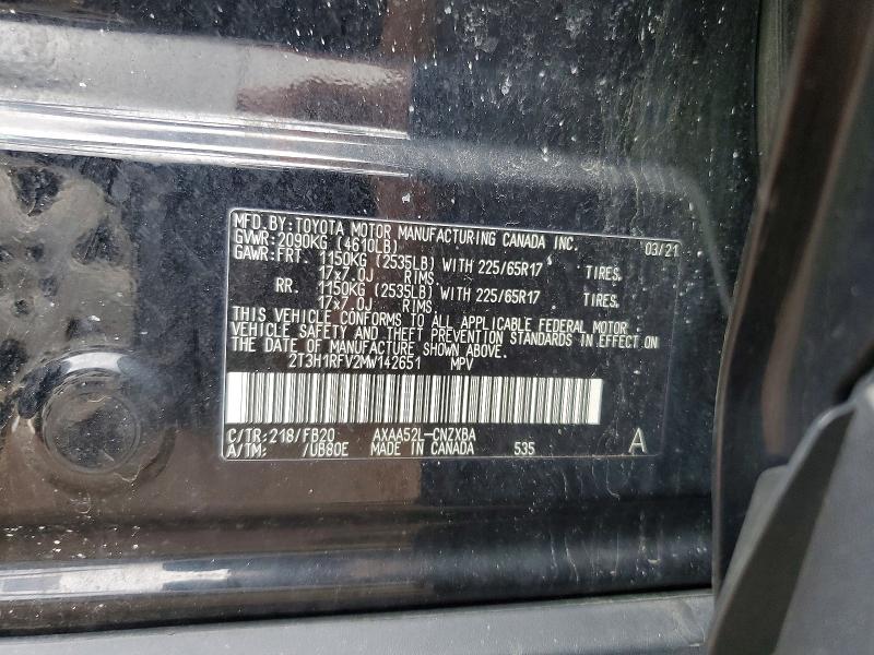 Aukcja sprzedaży 2021 Toyota Rav4, vin: 2T3H1RFV2MW142651, numer aukcji: 49246676
