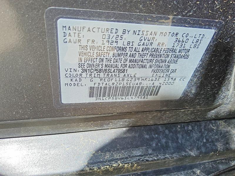 2025 Nissan Kicks Play მანქანა იყიდება აუქციონზე, vin: 3N1CP5BV6SL479581, აუქციონის ნომერი: 49488466