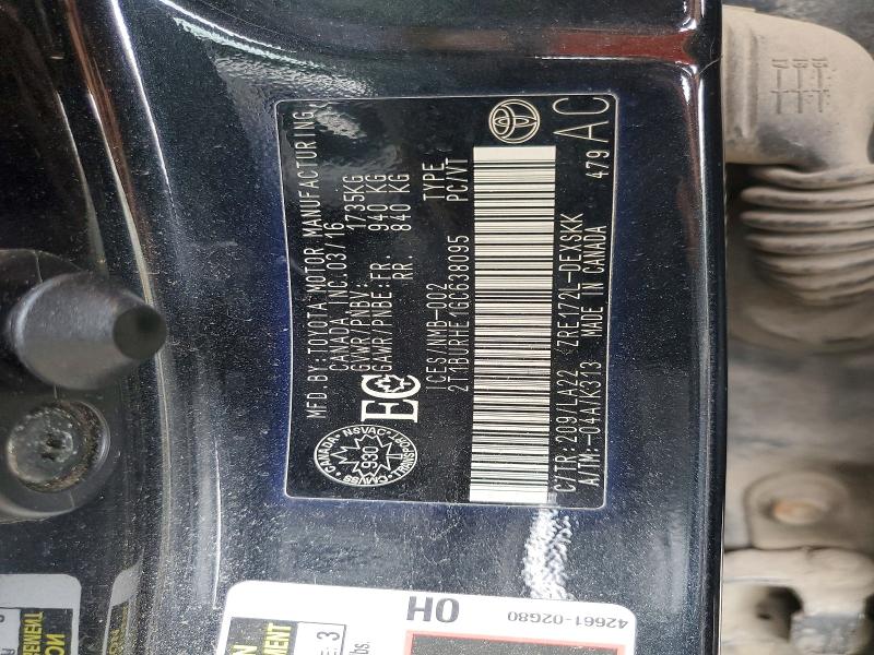 Продаж на аукціоні авто 2016 Toyota Corolla, vin: 2T1BURHE1GC638095, номер лоту: 50994816