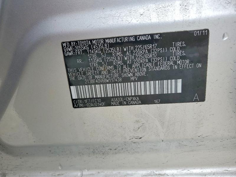 51817866 :رقم المزاد ، 2T3BF4DV6BW117438 vin ، 2011 Toyota Rav4 مزاد بيع