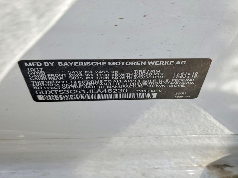 Продаж на аукціоні авто 2018 Bmw X3, vin: 5UXTS3C51JLA46230, номер лоту: 50782056