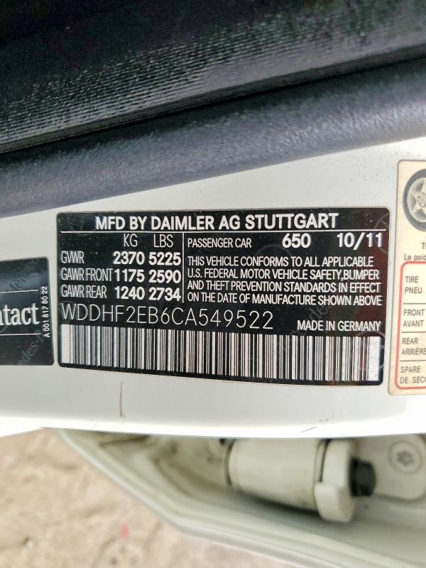 Продаж на аукціоні авто 2012 Mercedes-benz E, vin: WDDHF2EB6CA549522, номер лоту: 47965186