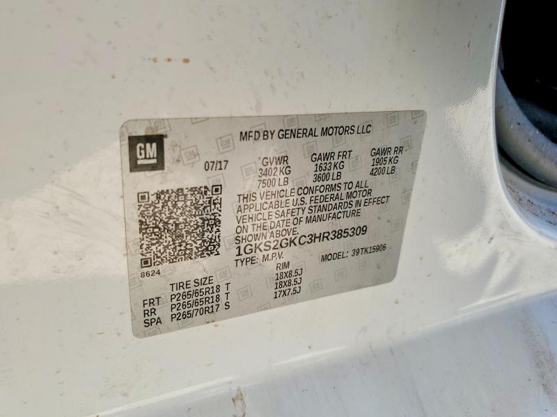 Auction sale of the 2017 Gmc Yukon Xl, vin: 1GKS2GKC3HR385309, lot number: 50827306