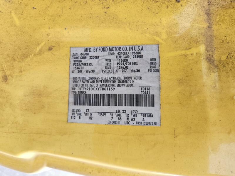 49679526 :رقم المزاد ، 1FTYR10CXYTB01159 vin ، 2000 Ford Ranger مزاد بيع