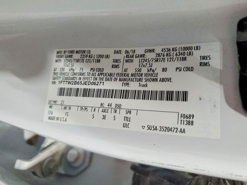 51406596 :رقم المزاد ، 1FT7W2B65JED06271 vin ، 2018 Ford F250 مزاد بيع