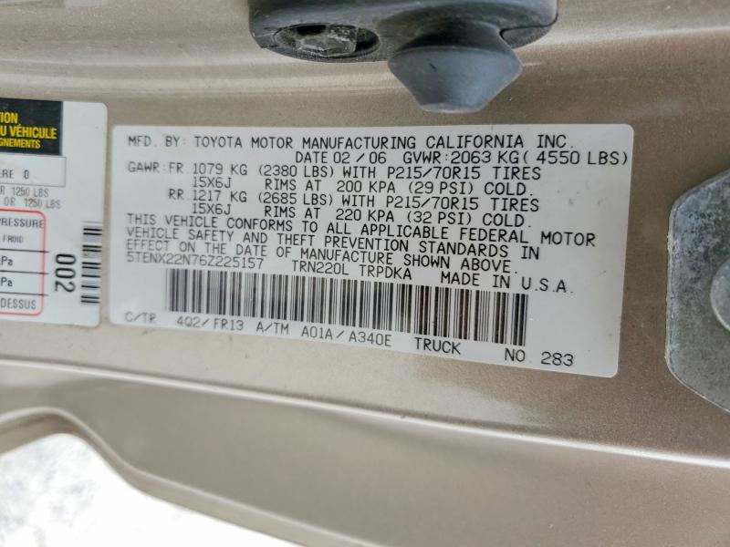 Aukcja sprzedaży 2006 Toyota Tacoma, vin: 5TENX22N76Z225157, numer aukcji: 51176686