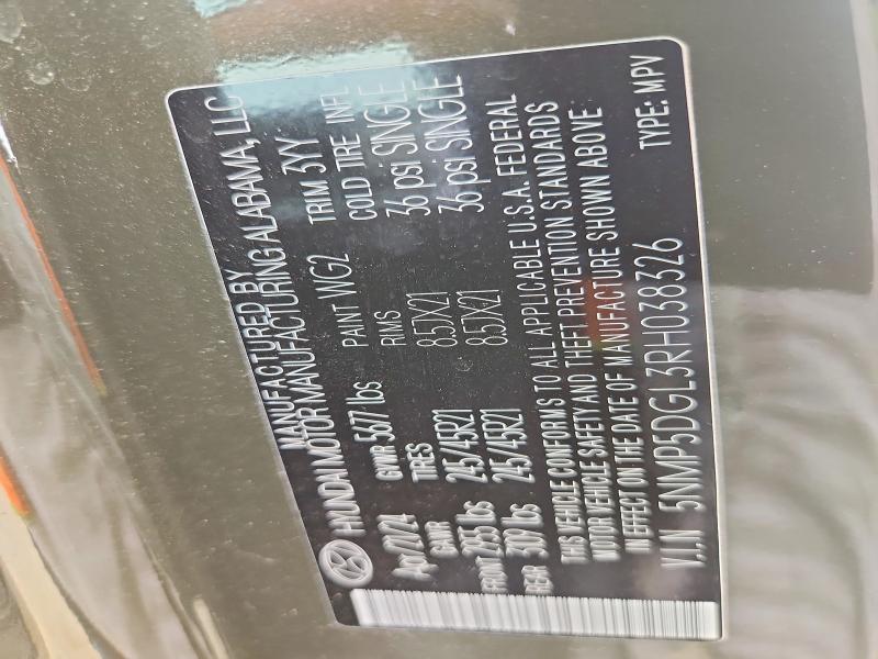 52053526 :رقم المزاد ، 5NMP5DGL3RH038326 vin ، 2024 Hyundai Santa Fe مزاد بيع