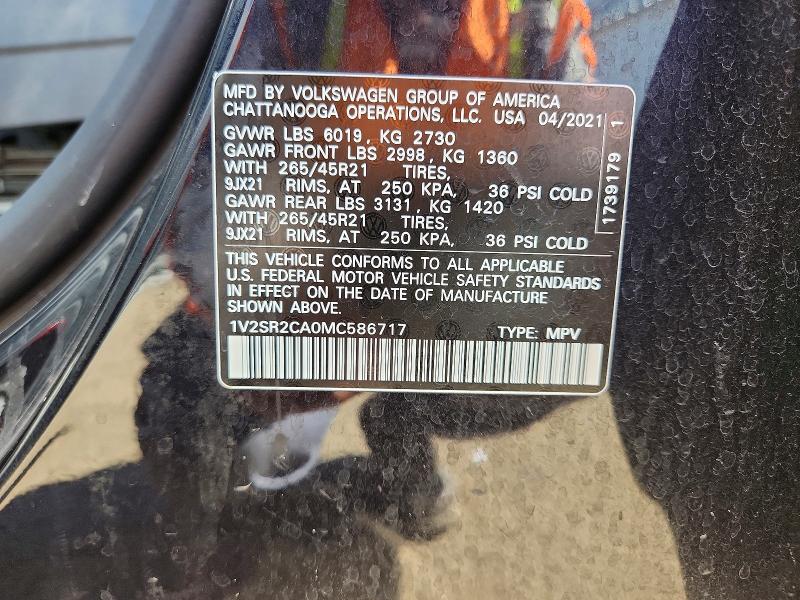 Продаж на аукціоні авто 2021 Volkswagen Atlas, vin: 1V2SR2CA0MC586717, номер лоту: 50613306