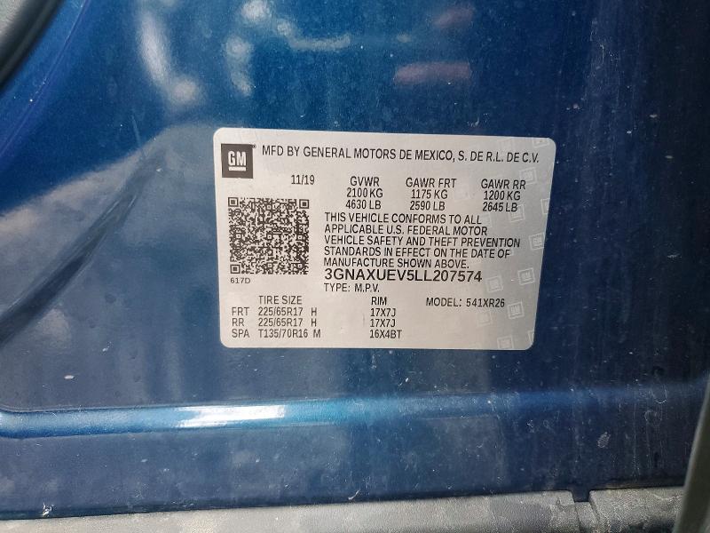 Aukcja sprzedaży 2020 Chevrolet Equinox, vin: 3GNAXUEV5LL207574, numer aukcji: 51588206