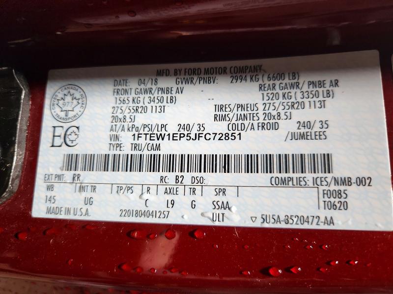 Продажа на аукционе авто 2018 Ford F150, vin: 1FTEW1EP5JFC72851, номер лота: 49432146