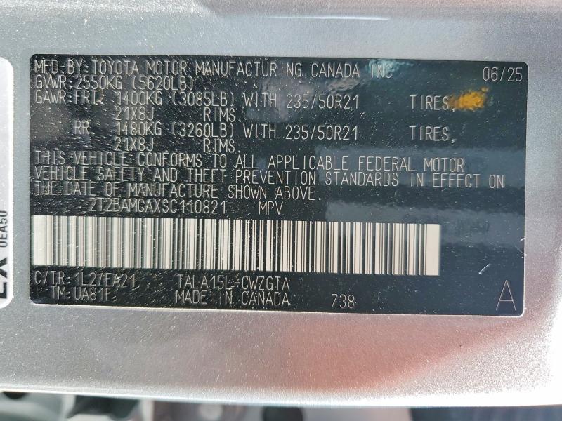 50507616 :رقم المزاد ، 2T2BAMCAXSC110821 vin ، 2025 Lexus Rx 350 مزاد بيع